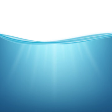 Underwater ocean. Water surface. Natural background.  stock illustration.