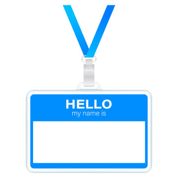 Blue Hello my name is label sticker on white background.  stock illustration