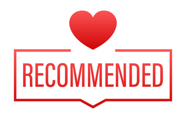 Recommend icon. Red label recommended on red background.  stock illustration.