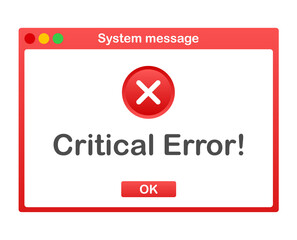 Vintage User Interface. Critical Error Warning Message.  stock illustration.