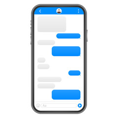 Chat Interface Application with Dialogue window. Clean Mobile UI Design Concept. Sms Messenger.  stock illustration.