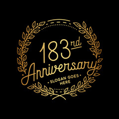 183 years anniversary celebrations design template. 183rd logo. Vector and illustrations.
