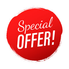 Special Offer grunge style red colored. Discount label.  stock illustration.