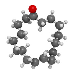 Civetone civet cat pheromone molecule. Used in perfume