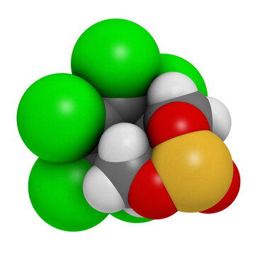 Endosulfan insecticide molecule. Banned in many countries due to toxicity