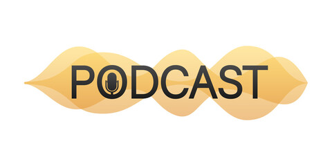 Podcast. Badge, icon, stamp, logo.  stock illustration.