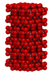 Corundum (Aluminium oxide), crystal structure. Ruby gems consist of red transparent corundum, sapphire from other color varieties of transparent corundum