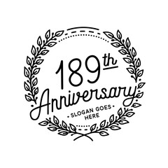 189 years anniversary celebrations design template. 189th logo. Vector and illustrations.
