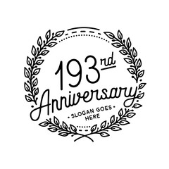 193 years anniversary celebrations design template. 193rd logo. Vector and illustrations.
