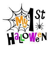 My 1st Halloween svg. First Halloween gift. Spiderweb clipart