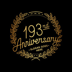 193 years anniversary celebrations design template. 193rd logo. Vector and illustrations.
