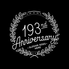 193 years anniversary celebrations design template. 193rd logo. Vector and illustrations.
