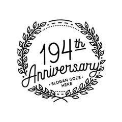 194 years anniversary celebrations design template. 194th logo. Vector and illustrations.
