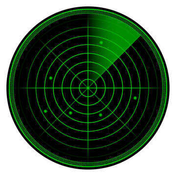 Realistic radar in searching. Radar screen with the aims.  stock illustration.