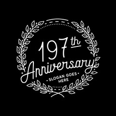 197 years anniversary celebrations design template. 197th logo. Vector and illustrations.
