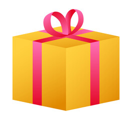 Gold prizes box in amazing style. Present gift box icon.  stock illustration.