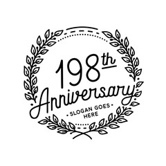 198 years anniversary celebrations design template. 198th logo. Vector and illustrations.
