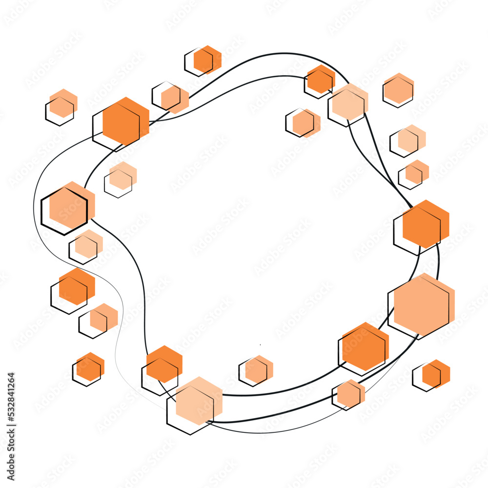 Poster beehive honeycomb with hexagon grid cells ,frame with place for text on white background vector illu