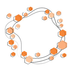 Beehive honeycomb with hexagon grid cells ,frame with place for text on white background vector illustration.Hexagons,card template for business or presentation or greeting with honeycombs