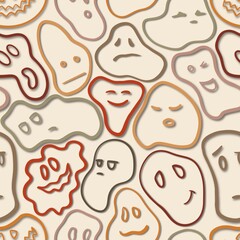 Doodle seamless pattern with funny smiles for your background or wallpaper 