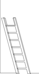Ladder, step-ladder, structure for climbing up. Continuous line drawing. Vector illustration.