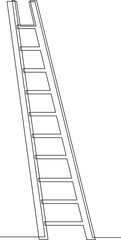 Ladder, step-ladder, structure for climbing up. Continuous line drawing. Vector illustration.