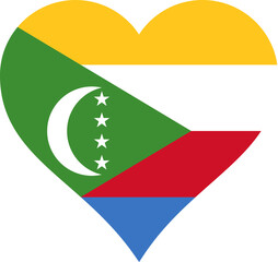 Comoros Heart Flag. Comorian Love Shape Country Nation National Flag. Union of the Comoros Banner Icon Sign Symbol. Transparent PNG Flattened JPEG JPG.