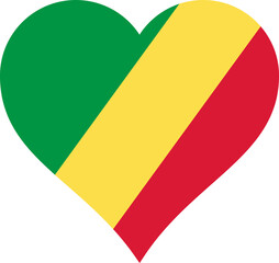 Congo Brazzaville Heart Flag. Congolese Love Shape Country Nation National Flag. Republic of the Congo Banner Icon Sign Symbol. Transparent PNG Flattened JPEG JPG.