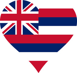 Hawaii USA Heart Flag. HI US Love Shape State Flag. Hawaiian United States of America Banner Icon Sign Symbol Clipart. Transparent PNG Flattened JPEG JPG. 
