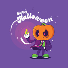 happy halloween lettering poster