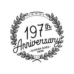 197 years anniversary celebrations design template. 197th logo. Vector and illustrations.
