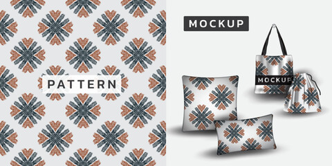Fototapeta premium Retro fabric pattern and mockup Vector illustration