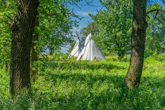 Native American Tipi Tents at Blue Mounds State Park - Powered by Adobe