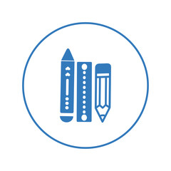 Artistic pencil and scale icon | Circle version icon |