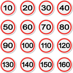 set of signs top speed allowed