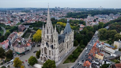 drone photo Church of Our Lady of Laeken, Kerk Onze-Lieve-Vrouw Van Laken Brussels Belgium europe	