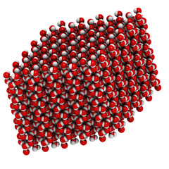 Ice (frozen water, hexagonal), crystal structure.