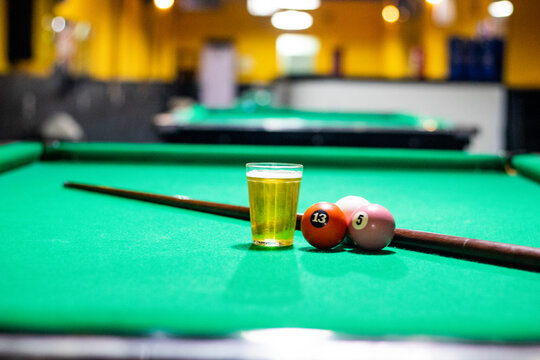 snooker bar with a beer 