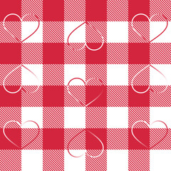 Heart  Gingham Vector Seamless Pattern
