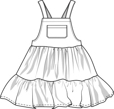 Ruffle Hem Pinafore Flat Sketch