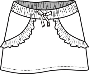Tulip Front Skirt Flat Vector Sketch