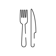 Fork and knife line icon. Linear style restaurant food symbol. Dinner sign. Editable stroke. Vector