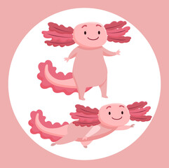 Baby axolotl cartoon vector