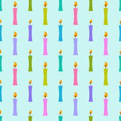 Festive cartoon seamless birthday candle doodle pattern for wrapping paper and clothes print and kids fabrics