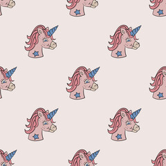 Unicorn vector seamless pattern. Cute repeat background for textile, design, fabric, cover etc.