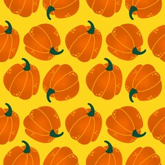 Autumn vegetable seamless Halloween pumpkins pattern for wrapping and clothes print and kids and fabrics