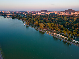Fototapeta premium Sunset view of Rowing Venue in city of Plovdiv, Bulgaria