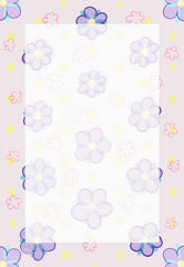 Page template for notebook. Background with flowers and limpid rectangle. Cute pink pattern. Decorative cover for book, planner, diary.