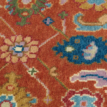 Detail of stunning colorful wool runner rug