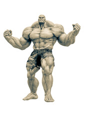 super muscleman will smash your face in a white background